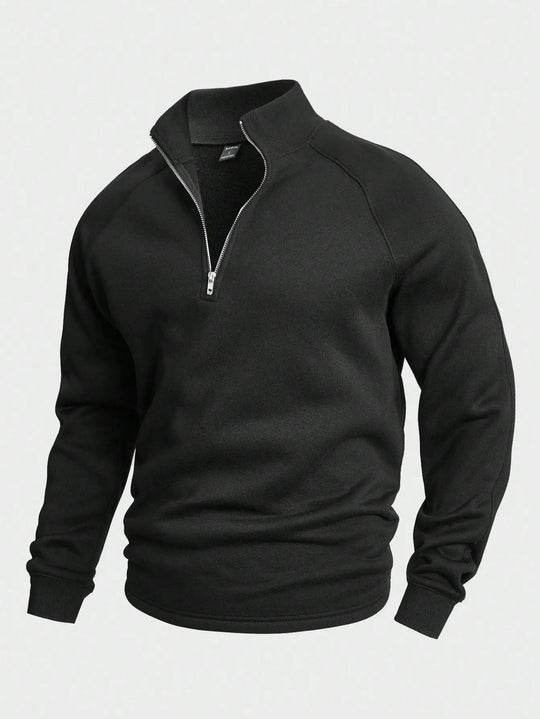 Heren Halv-Zip Trui Comfortabel Casual Katoenmix 0
