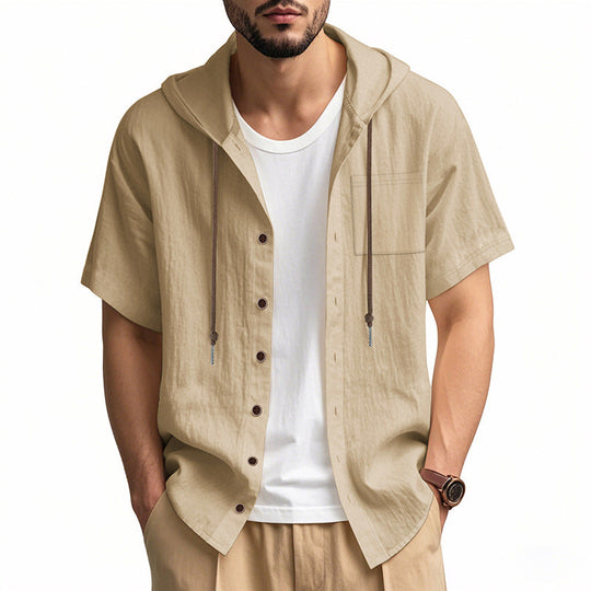 Heren Korte Mouwen Hoodie Overhemd Casual 6