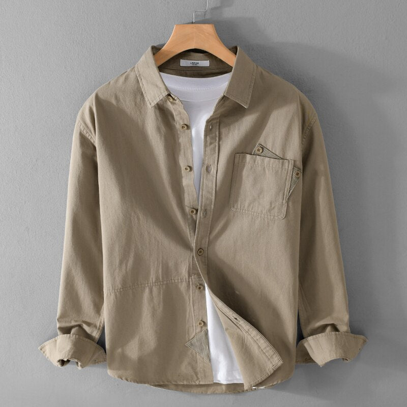 Heren Lange Mouw Shirt Casual Katoen en Linnen 0