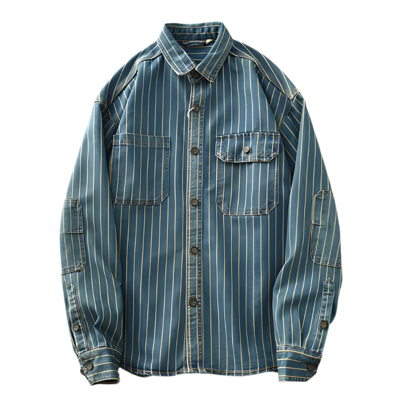 Heren Overhemd Vintage Katoen Met Knoopsluiting 0