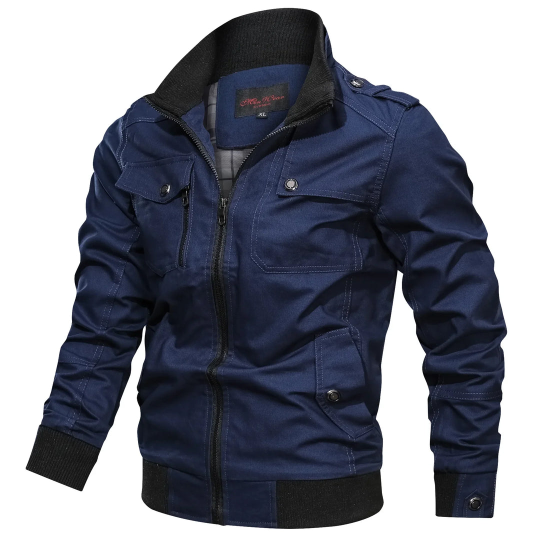 Heren Oversized Jas met Staande Kraag en Ritszakken 9