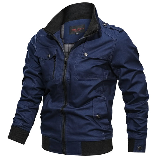 Heren Oversized Jas met Staande Kraag en Ritszakken 9