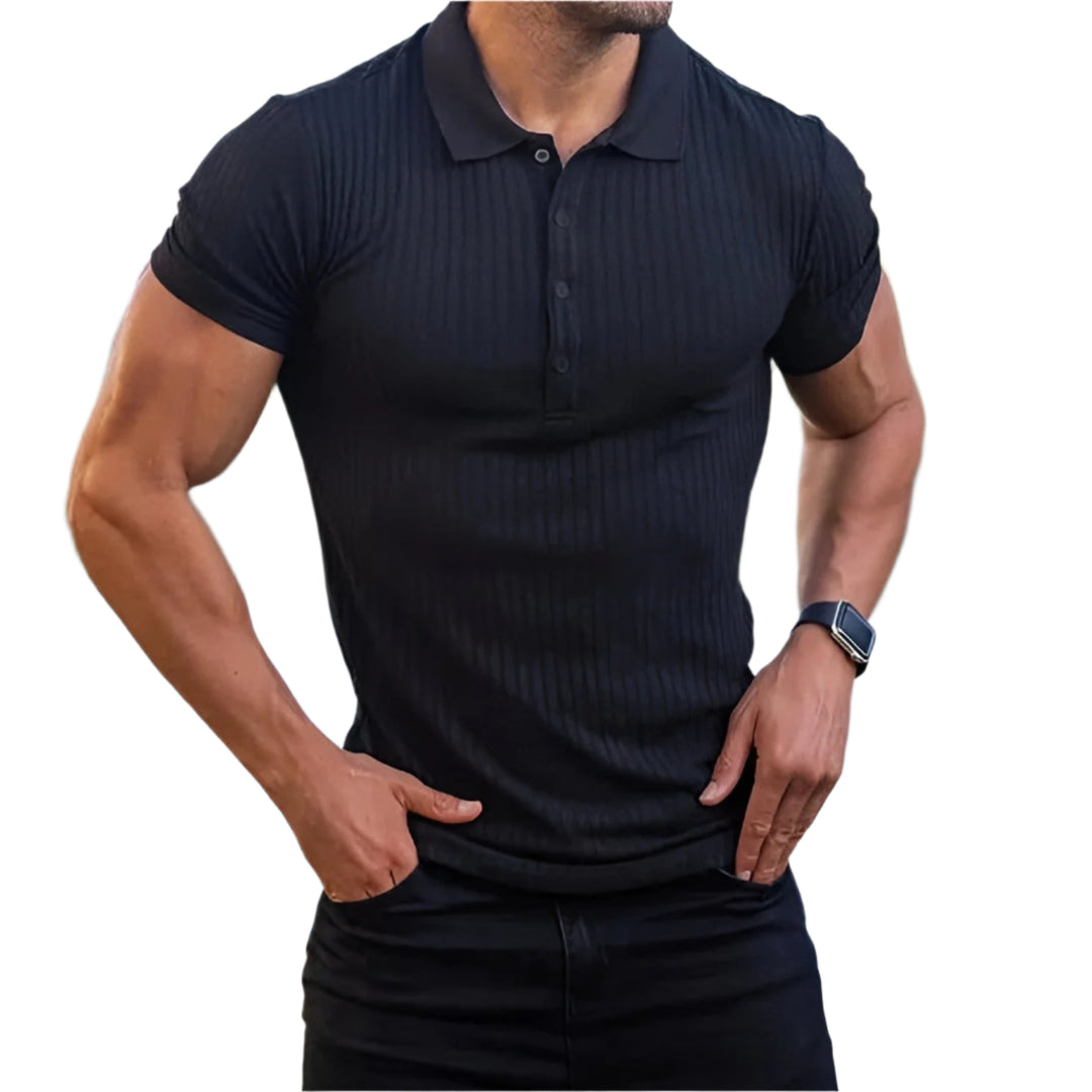 Heren Polo Shirt Ribbelstructuur Chiffon 1