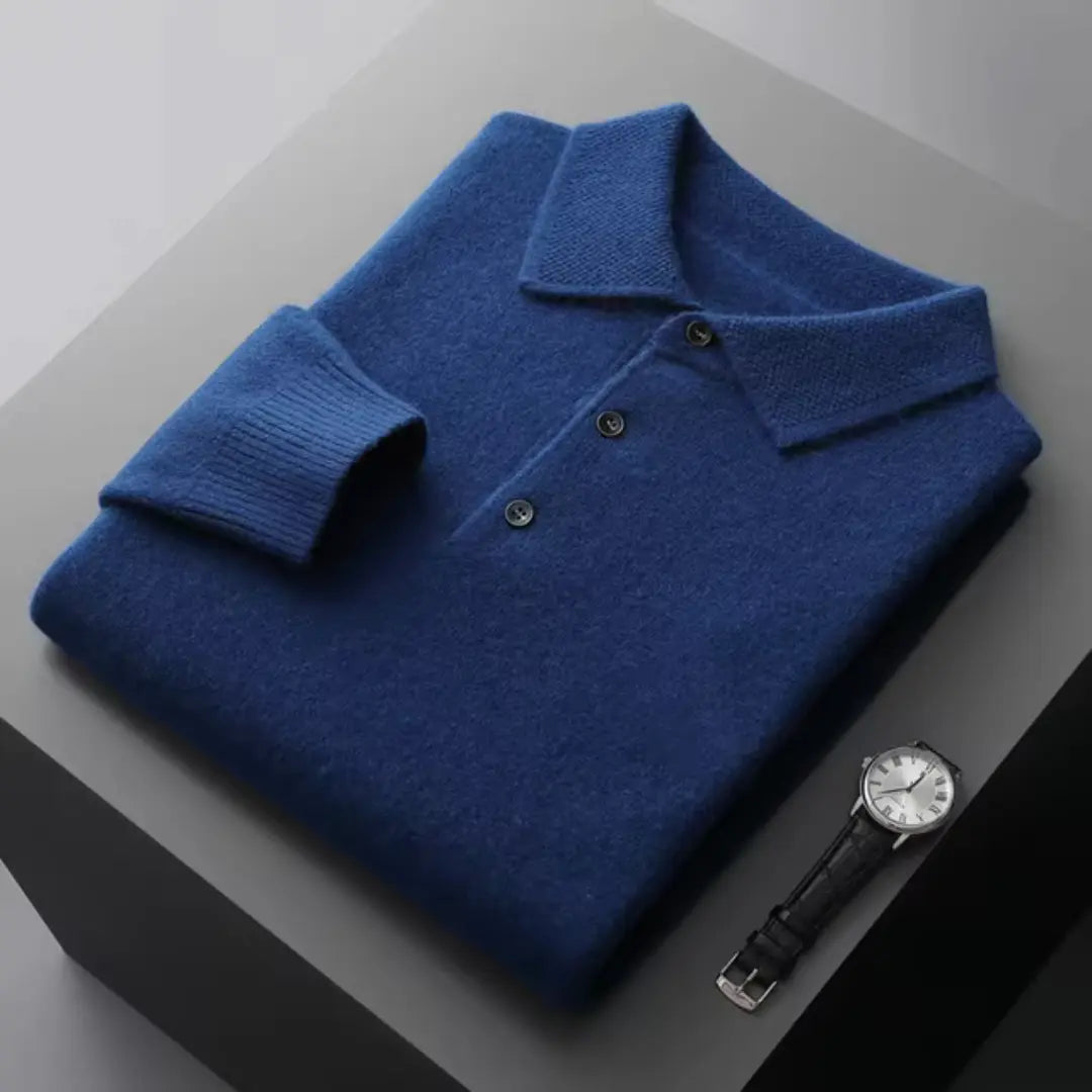 Heren Polo Trui met Ronde Hals en Ribbelmanchetten 7