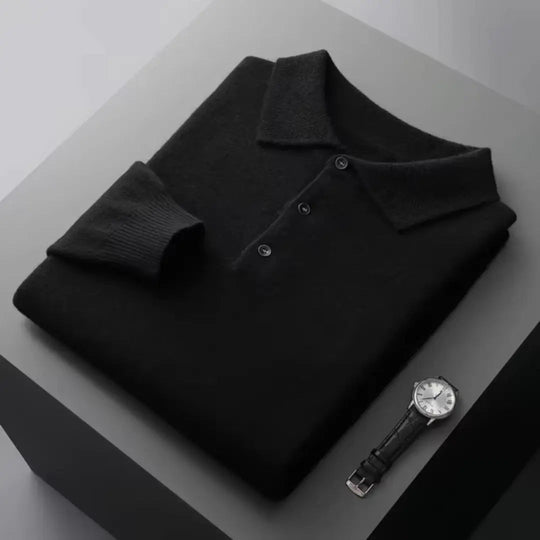 Heren Polo Trui met Ronde Hals en Ribbelmanchetten 8