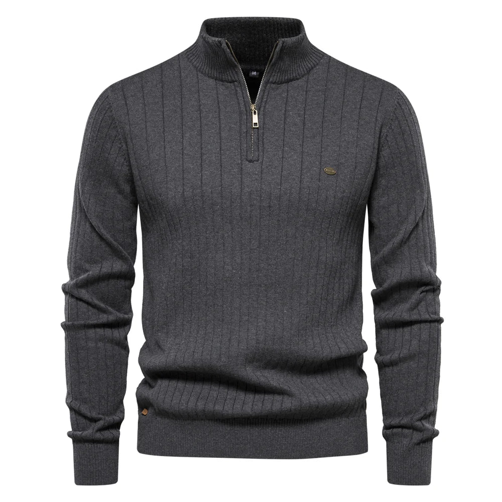Heren Pullover Sweater Met Rits Katoen Casual Herfst 6