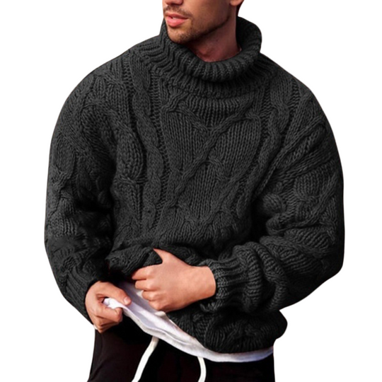 Heren Sweater met Rullekragen en Kabelstrik voor Casual en Formele Stijl 0