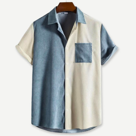 Heren T-shirt Tweekleurig Geribbelde Casual Katoen 0