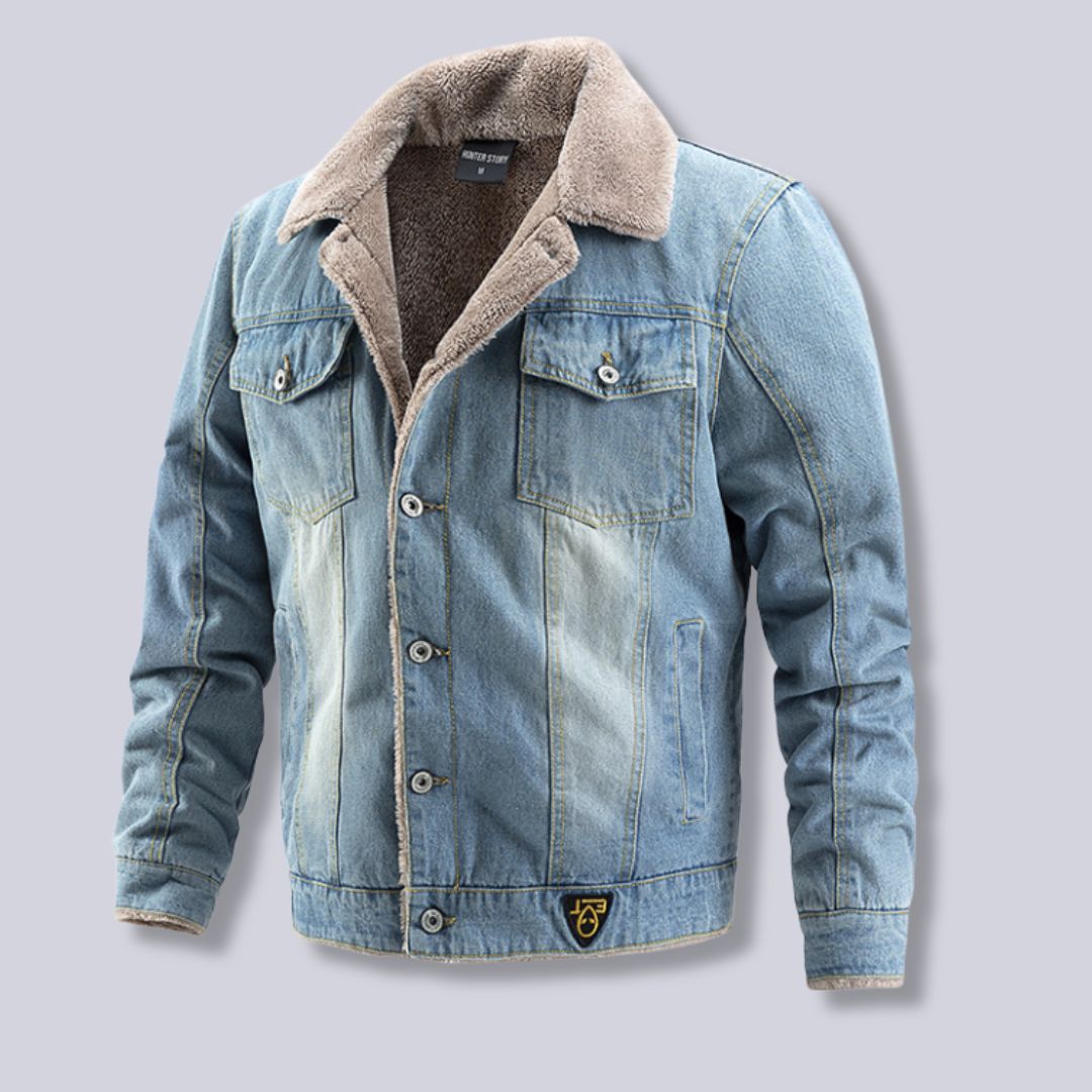 Heren Winterjas Casual Denim Met Gewatteerde Binnenvoering 1