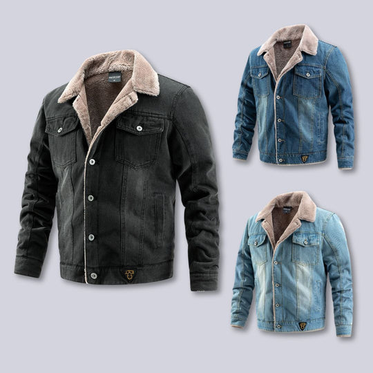 Heren Winterjas Casual Denim Met Gewatteerde Binnenvoering 3