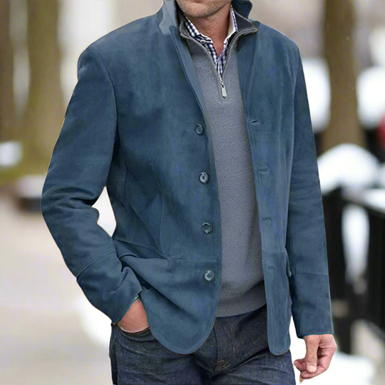 Herenjack in Suède met Moderne Pasvorm 1