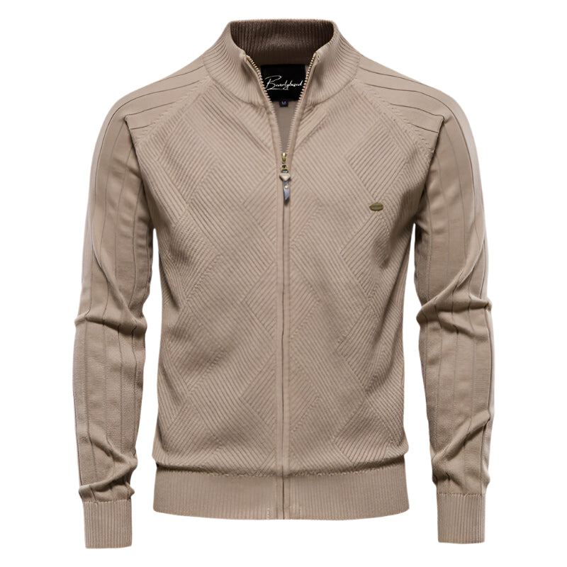 Heren Vest Met Rits Katoen Opstaande Kraag Geribde Manchetten 1