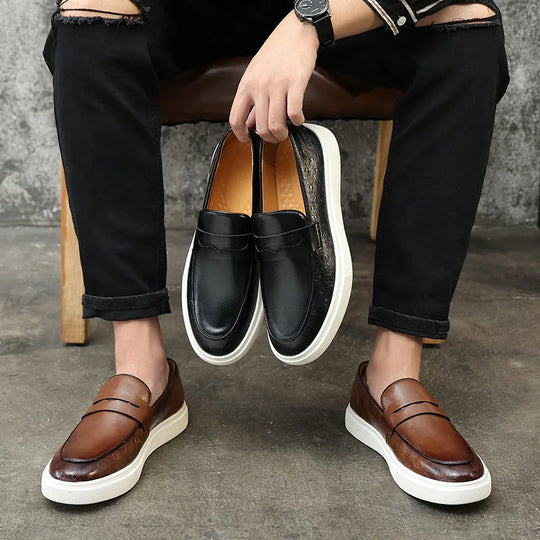 Mocassins Homme Cuir de Serpent Style Britannique Luxe 2