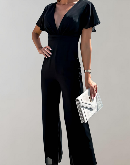 Variant image for Dam Jumpsuit V-hals Bredbenad Polyester Elegant Loose Fit-13