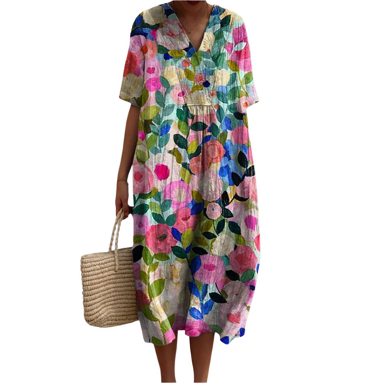 Robe d'été Femme Imprimé Floral Décontracté 100% Coton Chic 0