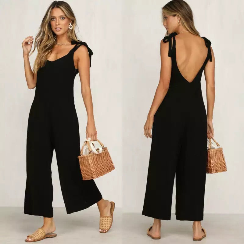 Dam Jumpsuit Luftig Ärmlös Bred Silhuett Lätt Material-4