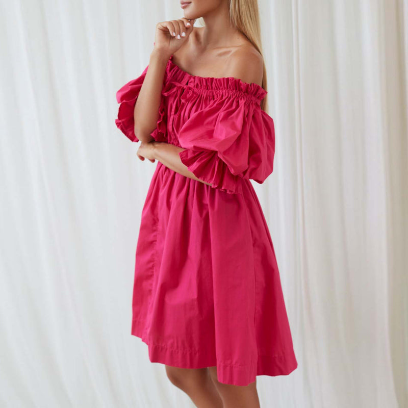 Damklänning Off-Shoulder Lekfull Elegans Elastisk Polyester-2