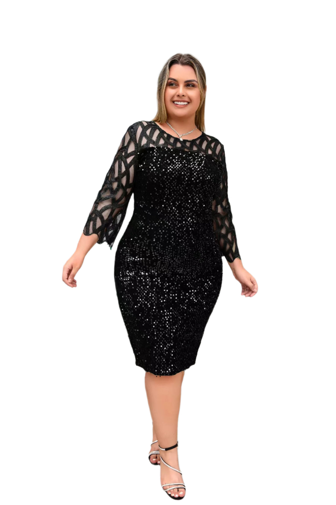 Dames Galajurk Kant Met Pailletten Elegante Mini Jurk 1