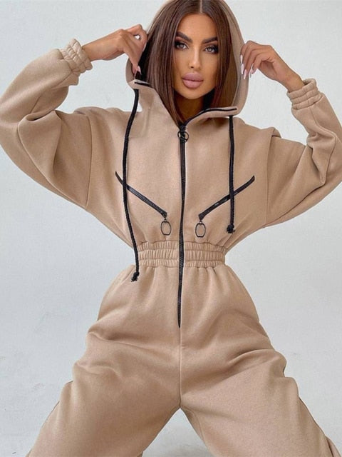 Variant image for Dam Jumpsuit Med Huva Avslappnad Bomull Polyester-25