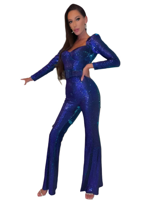 Dam Jumpsuit Långärmad Elegant Polyester-1