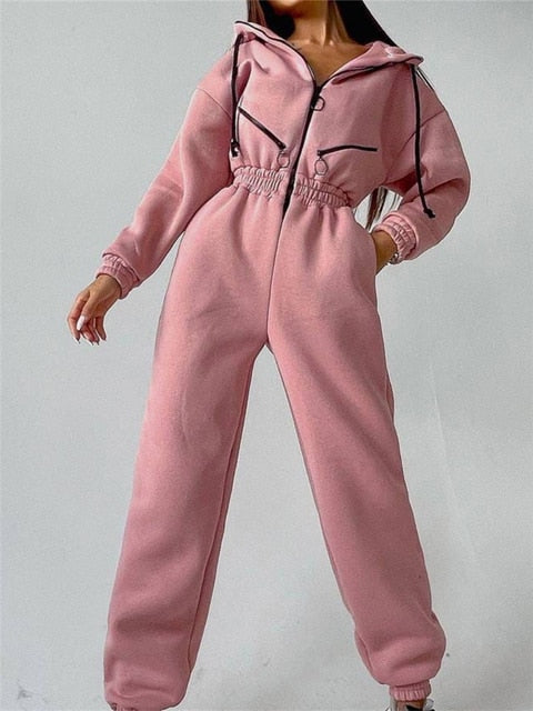 Variant image for Dam Jumpsuit Med Huva Avslappnad Bomull Polyester-19