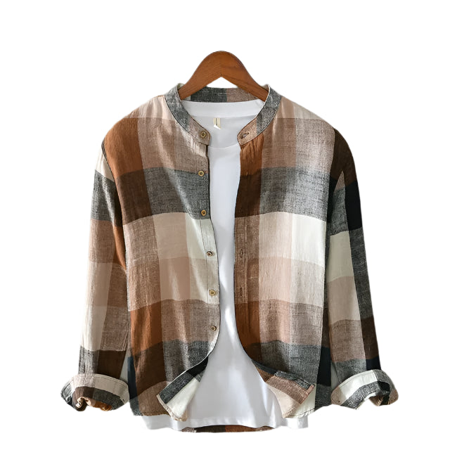 Heren Overhemd Geruit Tijdloos Katoen-Linnen 1