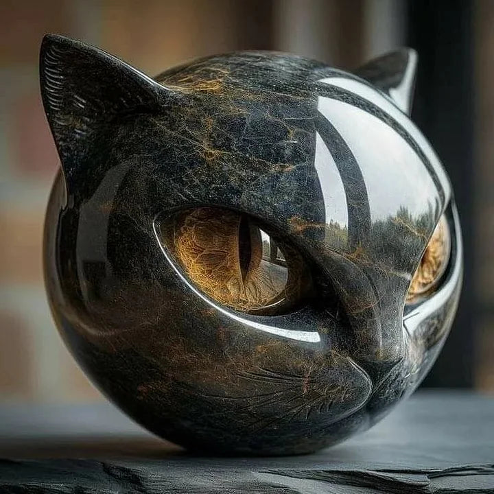 猫の頭の彫刻 モダンデザイン