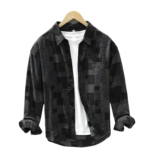 Heren Overhemd Patchwork Stijlvol Katoen Polyester 1