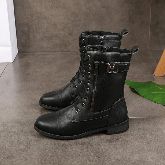Vrouwen Laarzen Mid-Calf met Vetersluiting en Zijrits voor Casual Stijl 7