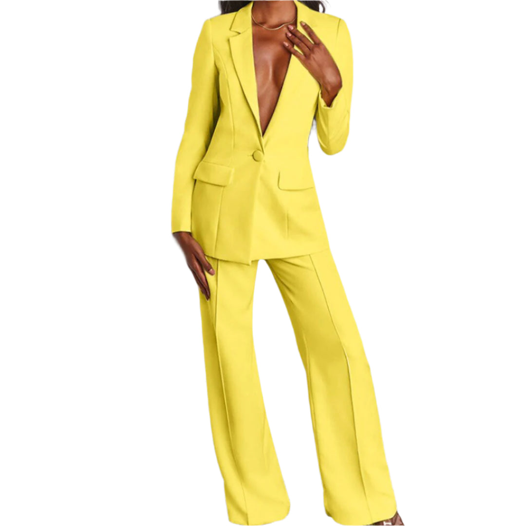 Dames Blazer en Broek Set Chique Polyester Mix voor Formele Gelegenheden 1