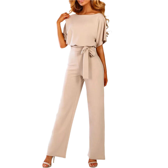 Dam Jumpsuit Bred Ben Snörning Mjuk Polyester-1