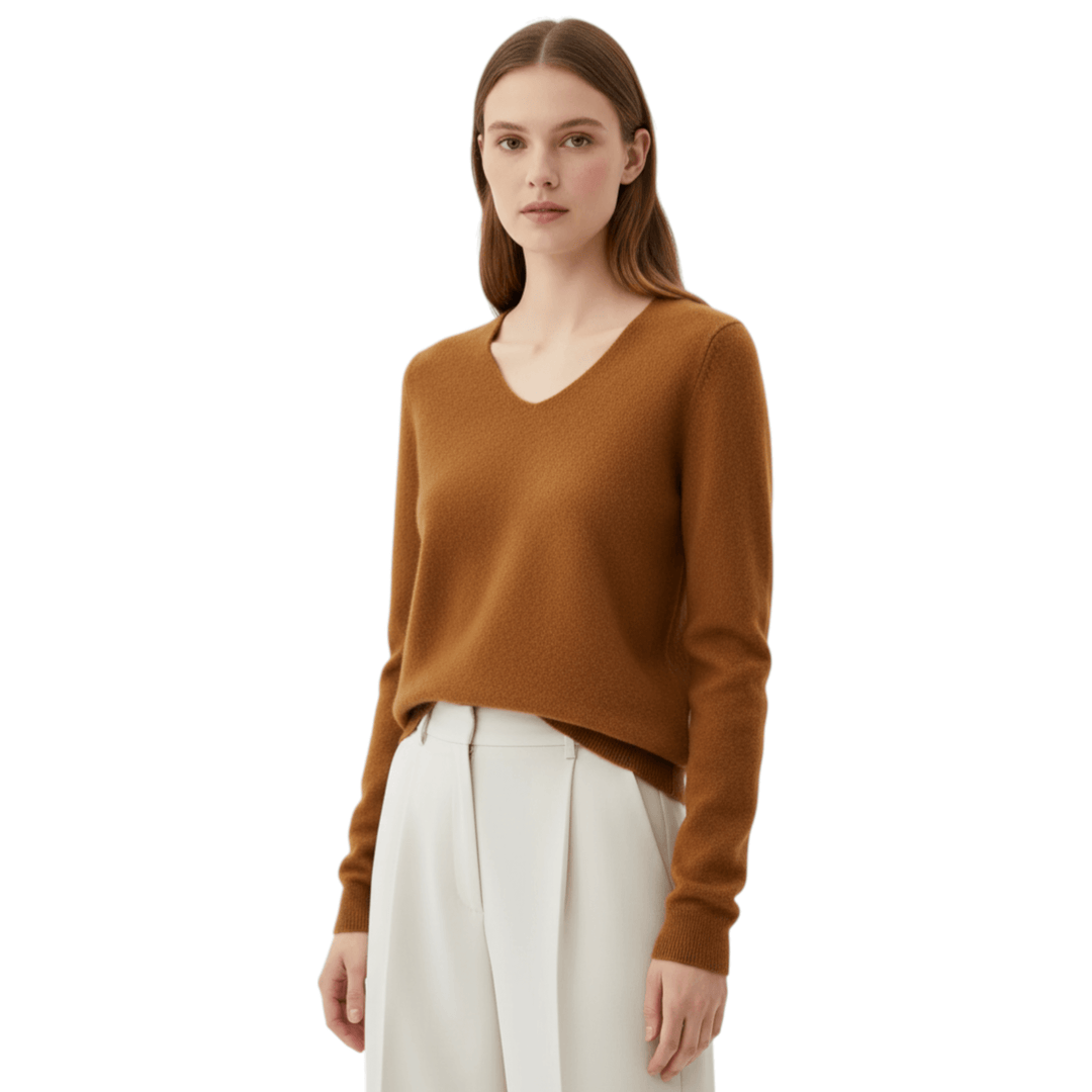 レディース Vネック メリノウール 長袖セーター