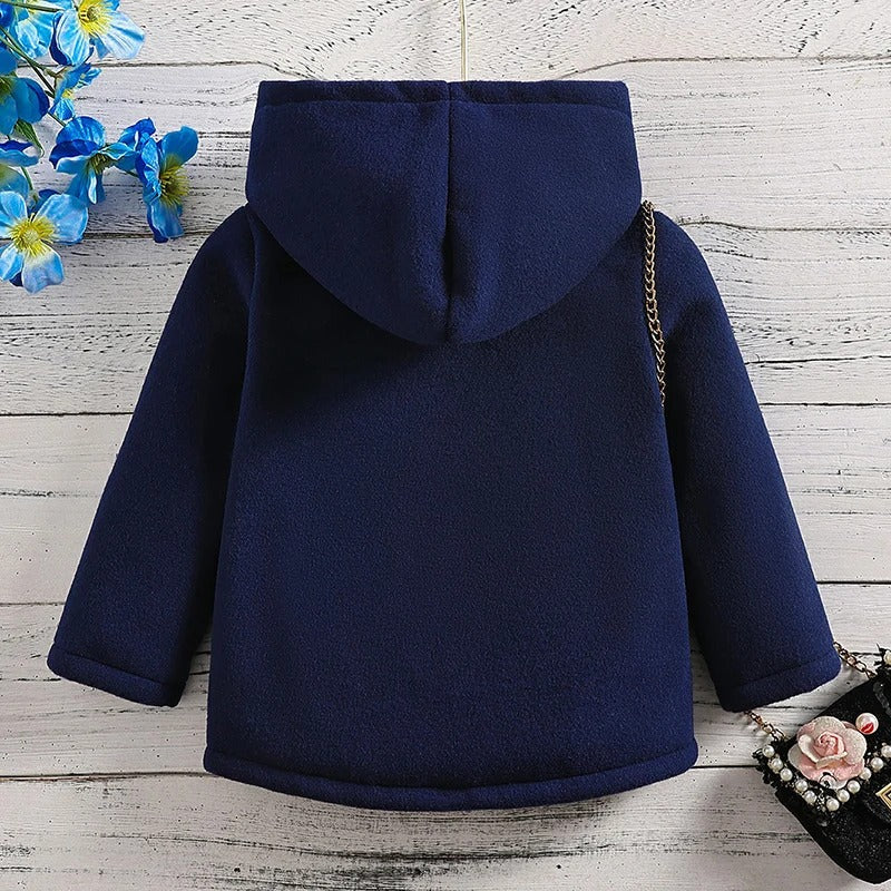 女の子用の厚手フリース素材の冬用コート
