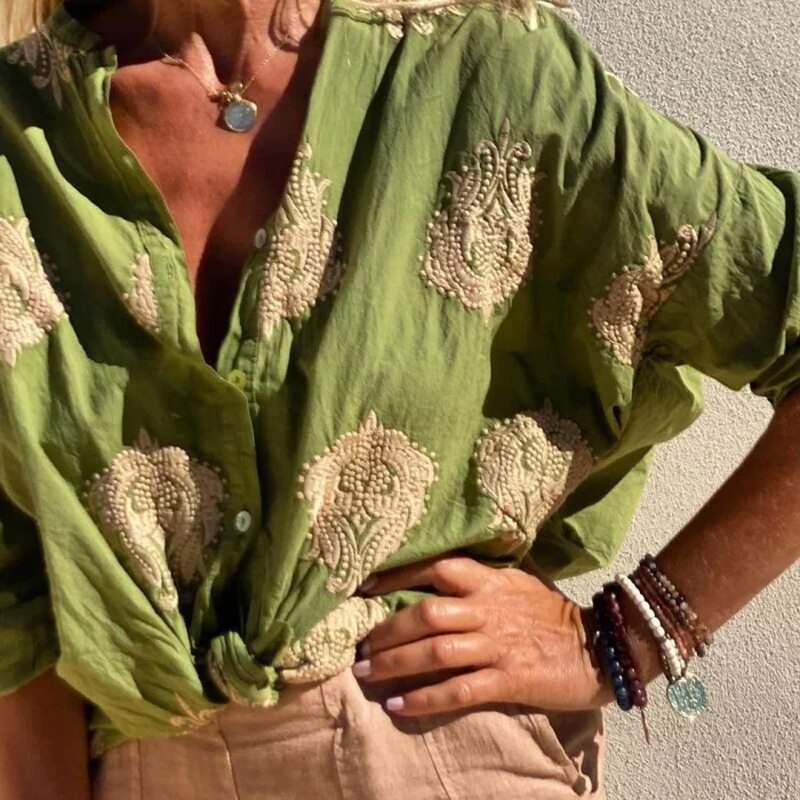 Dames Blouse Flatterende Pasvorm Katoenmix Casual Elegante Stijl 4