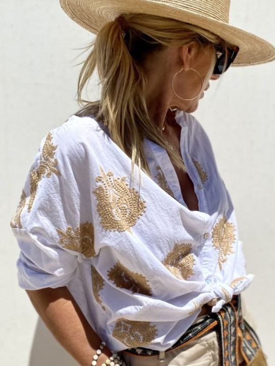Dames Blouse Flatterende Pasvorm Katoenmix Casual Elegante Stijl 3
