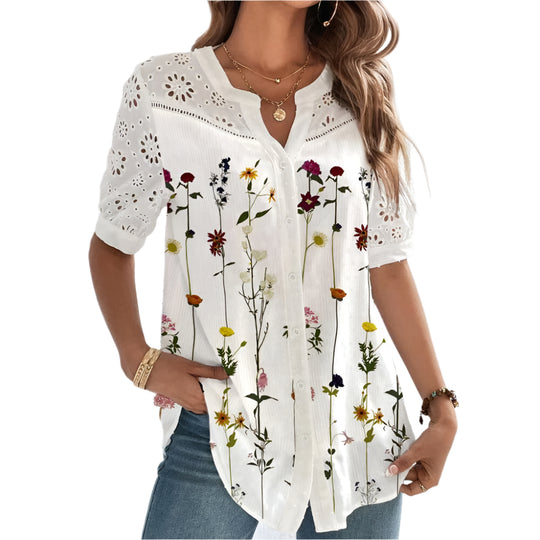 Dames Blouse Met Speelse Print En Perfecte Pasvorm 1