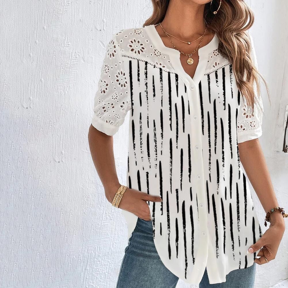Dames Blouse Met Speelse Print En Perfecte Pasvorm 6