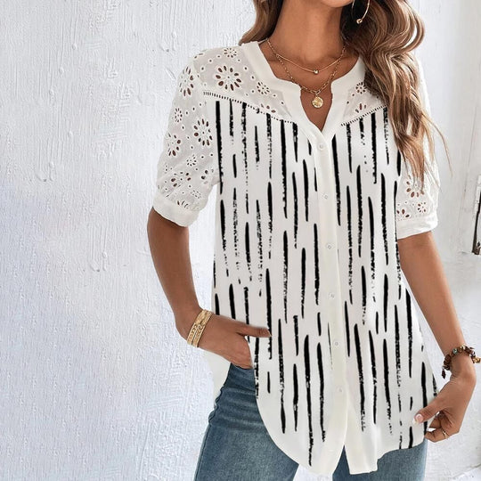 Dames Blouse Met Speelse Print En Perfecte Pasvorm 6