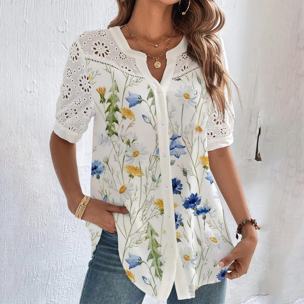 Dames Blouse Met Speelse Print En Perfecte Pasvorm 2
