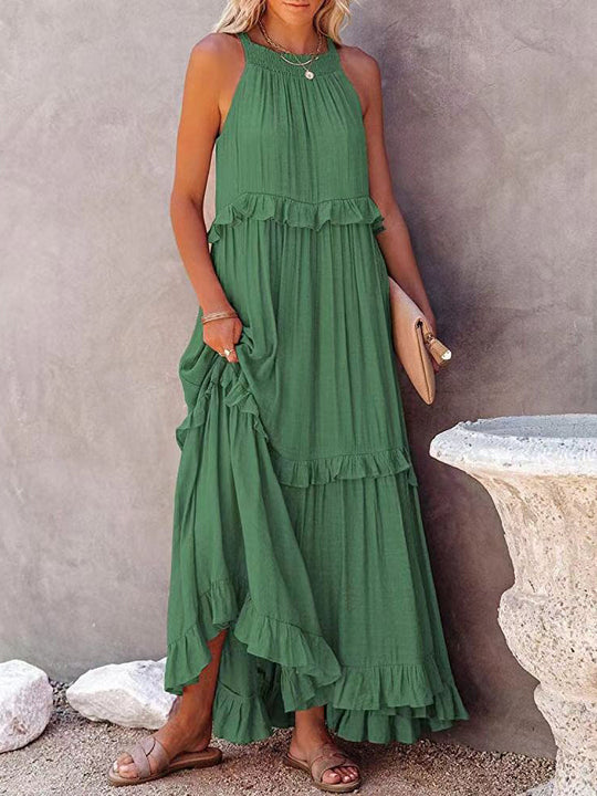 Dames Lange Jurk Elegante Snit Polyester Katoenmix 3