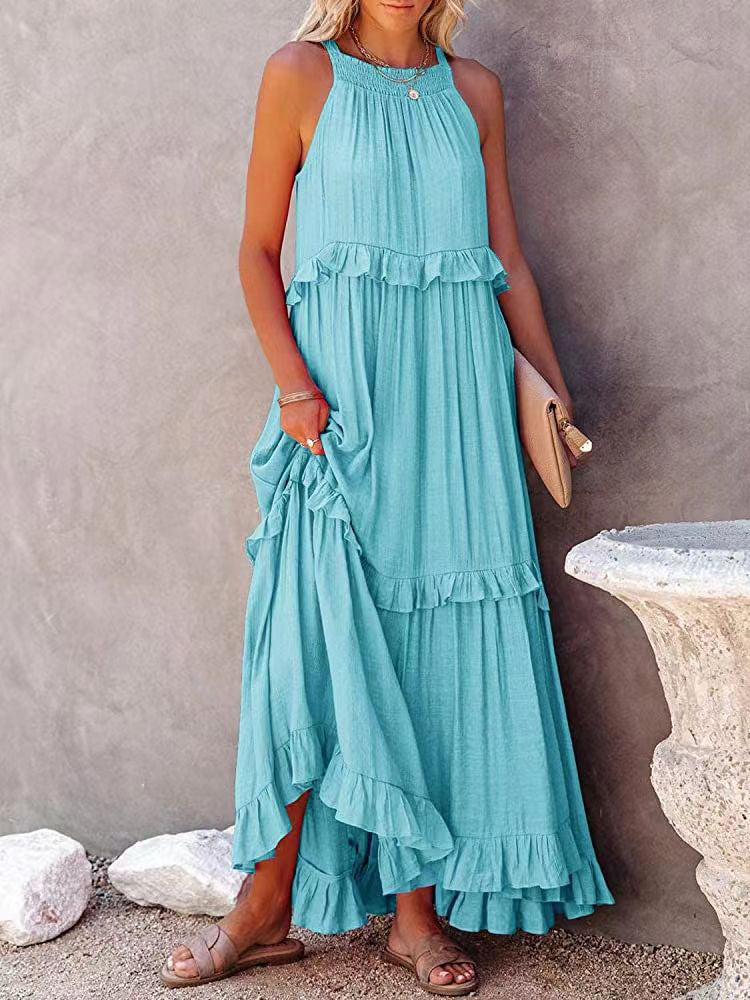 Dames Lange Jurk Elegante Snit Polyester Katoenmix 4