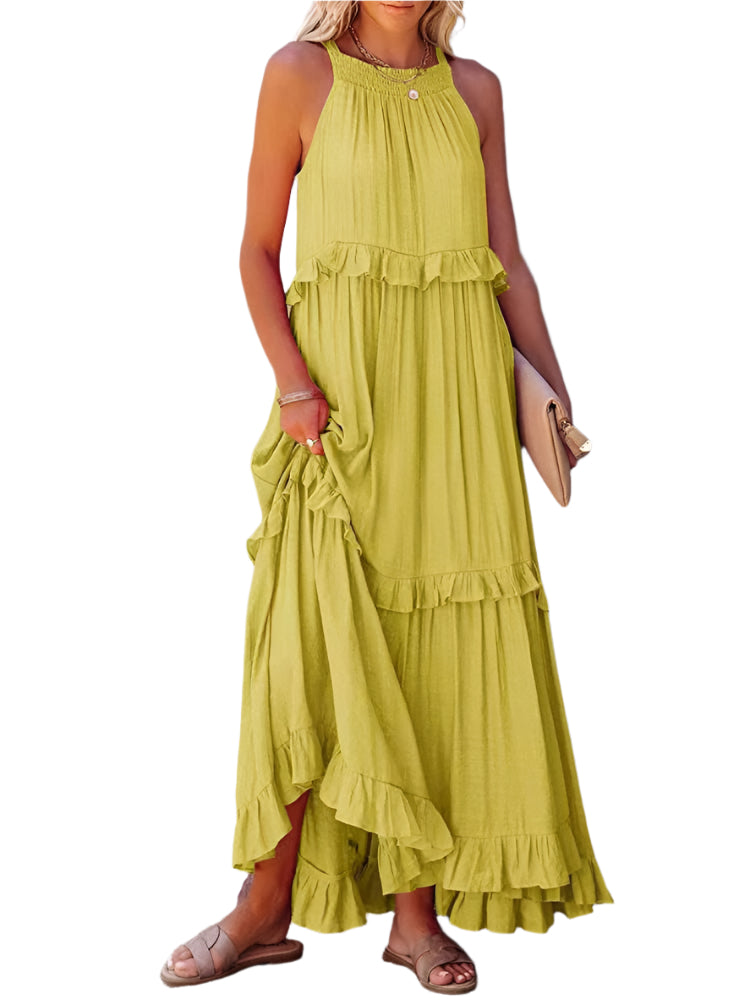 Dames Lange Jurk Elegante Snit Polyester Katoenmix 1